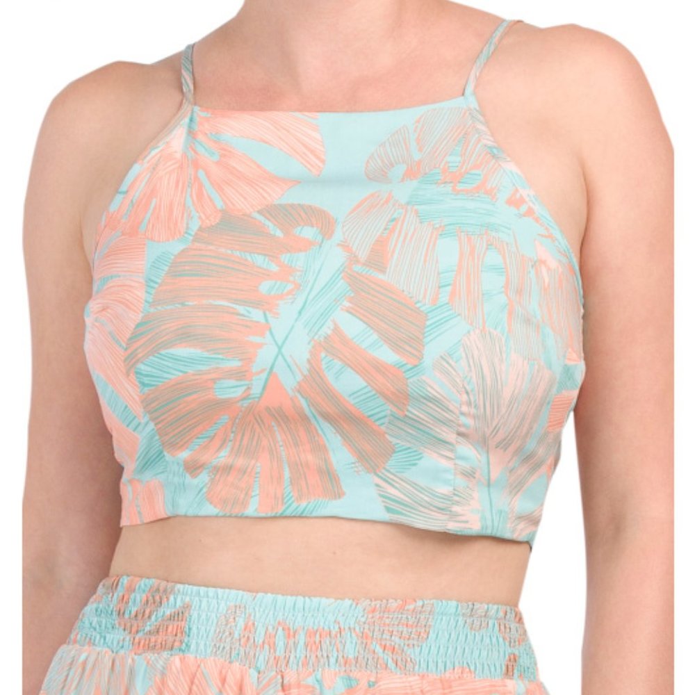 L*SPACE Tropical Print Crop Top Cover-up
